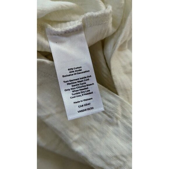 Talbots Embroidered Crewneck Tee Provencal Paisley White Floral Large - Picture 6 of 6